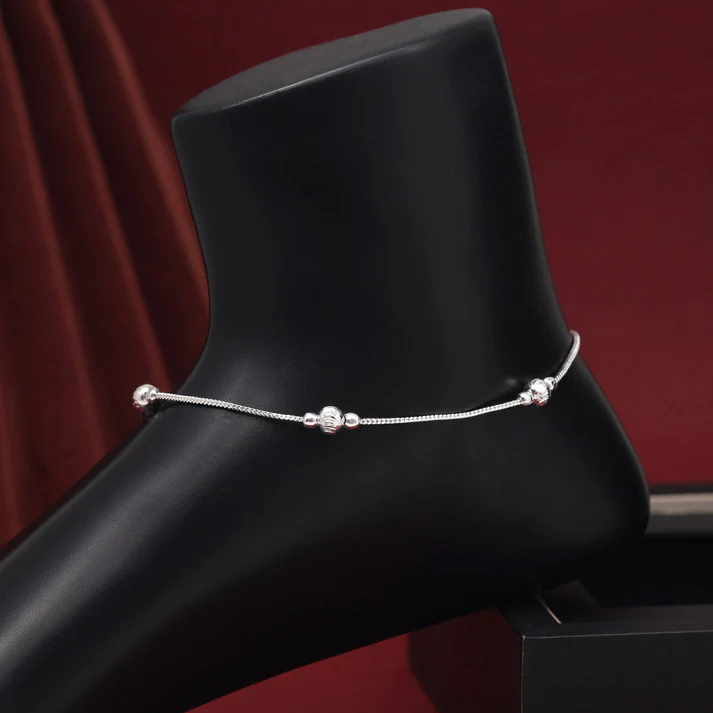 Meera Silver Plated Beaded Anklet