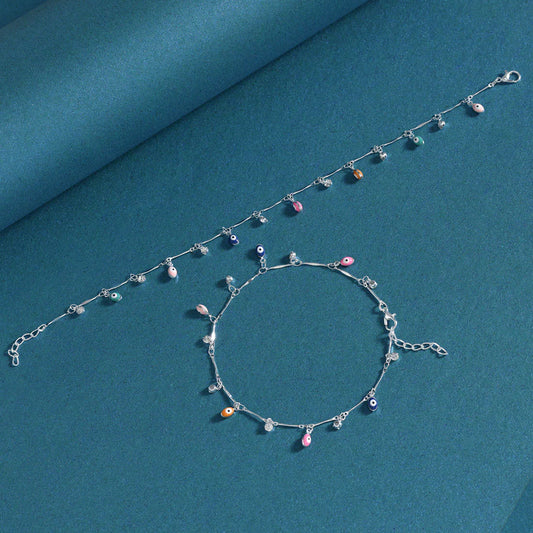 Evil Eye Multicolor Charm Anklet