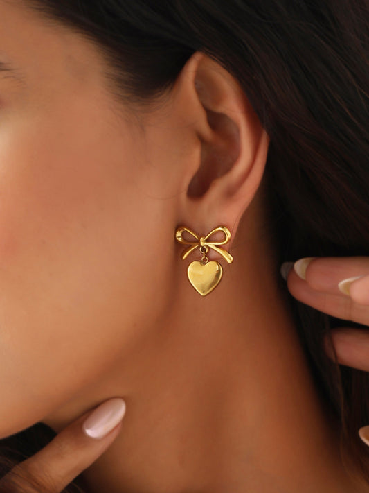 Bow Heart Earrings
