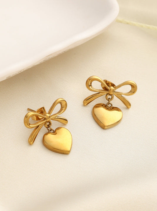 Bow Heart Earrings